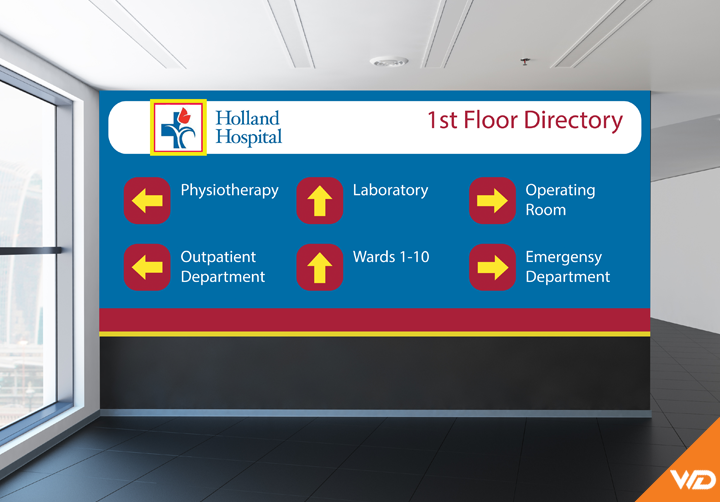 Directions wrap on hostpital wall