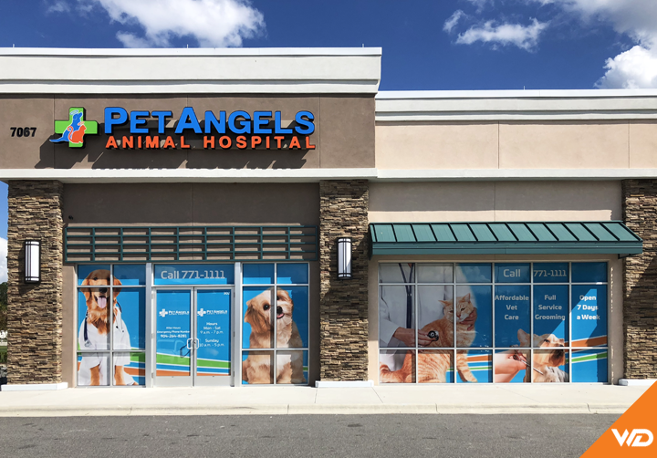 Pet hospital storefront wrap