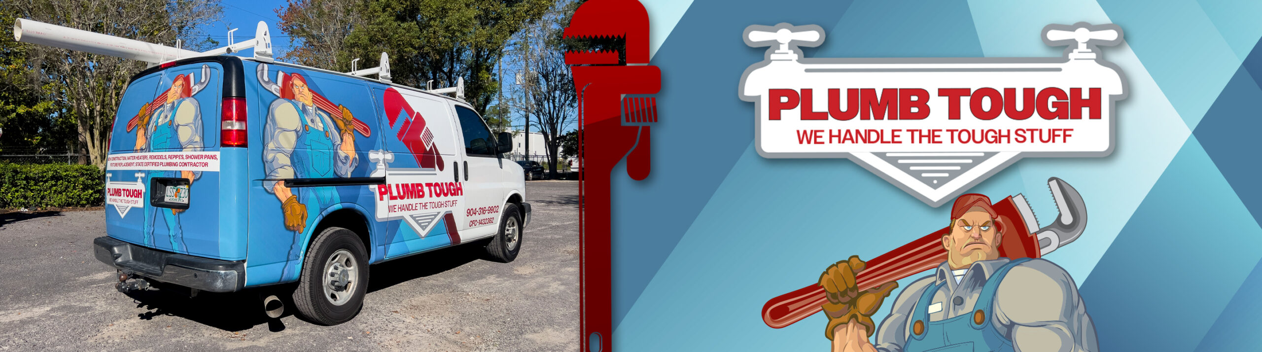 Plumb Tough van vinyl wrap graphic design